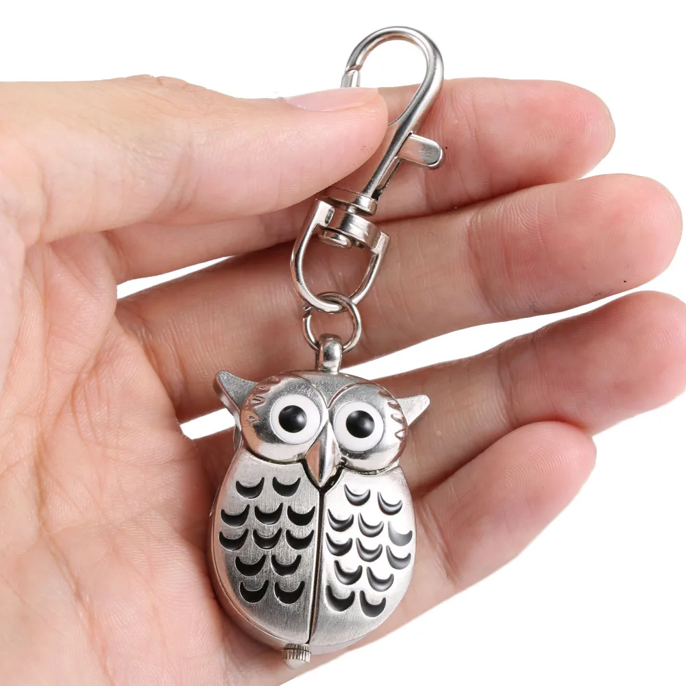 Fashion Unisex Keychain  Metal Alloy  Vintage Owl Shape Clock Key Chain Bag Car Birthday Gifts