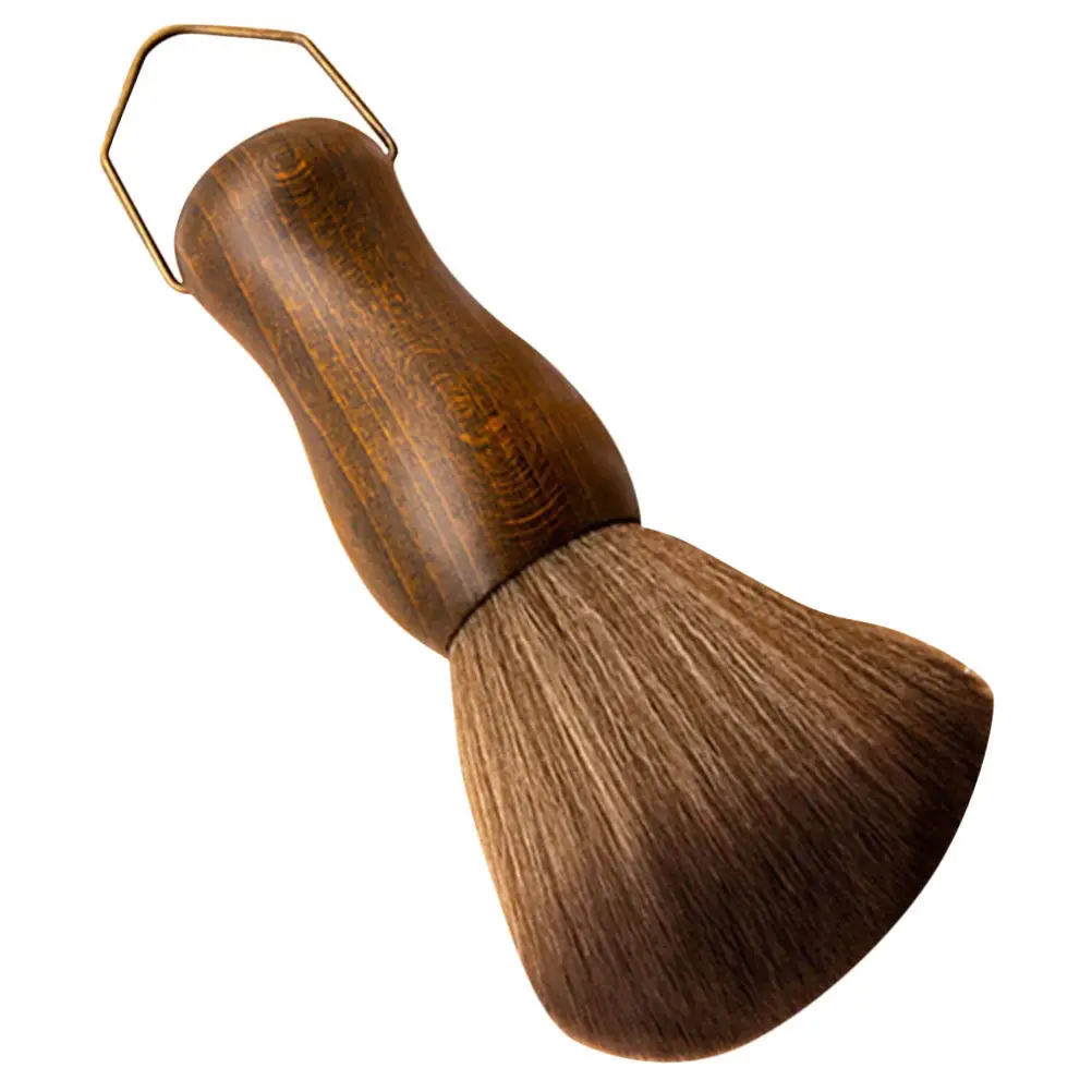 Barber Neck Duster Brush Soft Fiber Hair Cleaning Brush Wooden Handle Hanging Hook Broken Hair Removal Tool Salon Stylist view 6