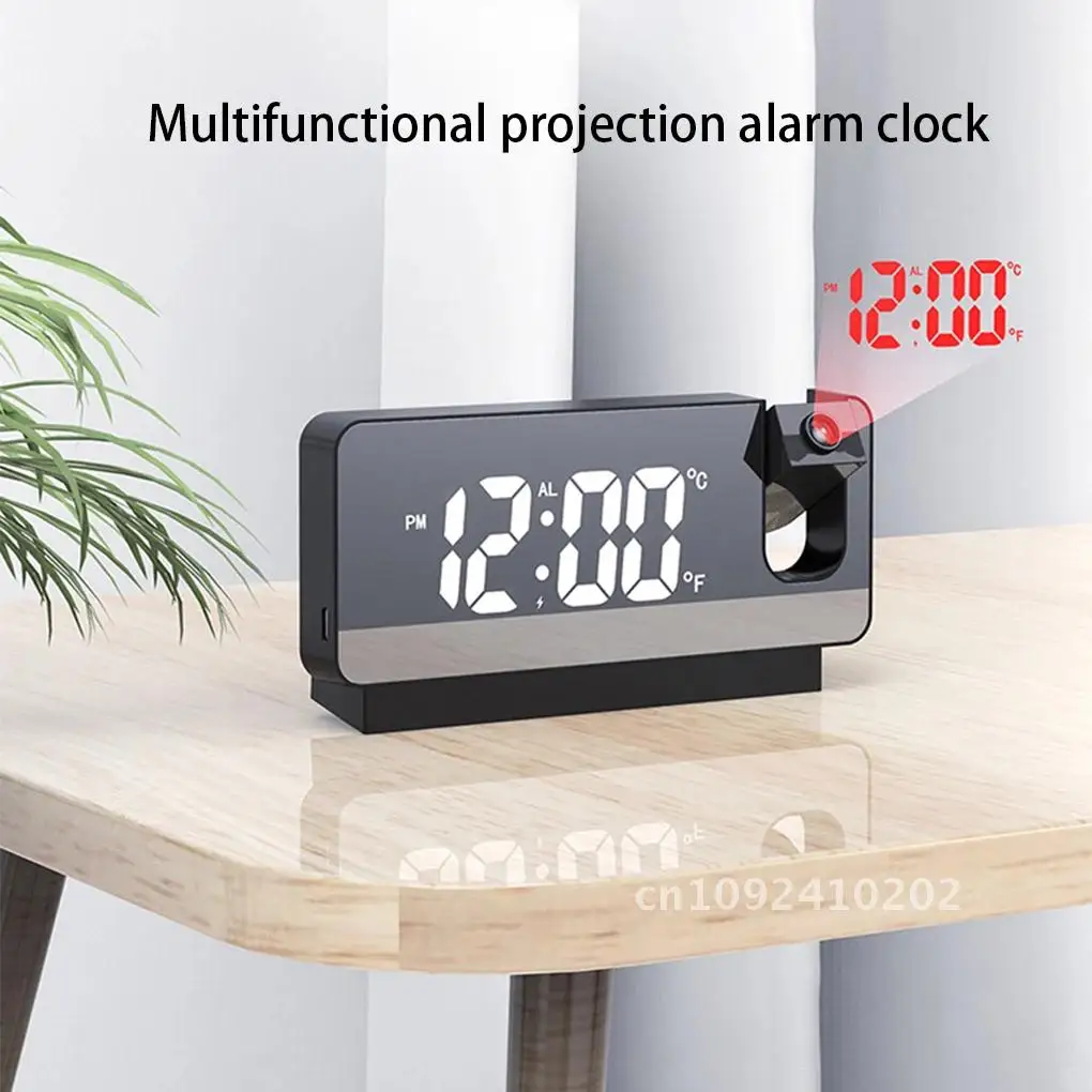 

LED Digital Alarm Clock Watch Table Desktop Electronic Clocks Time Temperature Humidity FM Wake USB Projector Meter Radio Up