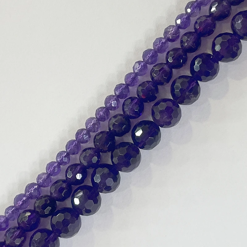 4 6 8mm Nature del stein runde facettierte lila Amethrst lose Perle DIY Armband Halskette Ohrringe Schmuck machen Energie Kristall – Detail 4