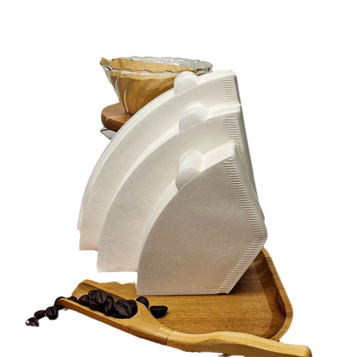 Coffee Filter Paper Fan-Shaped Hand Brewed Coffee Filter Paper Coffee Machine Filter Paper Circular Mocha Pot Filter Paper