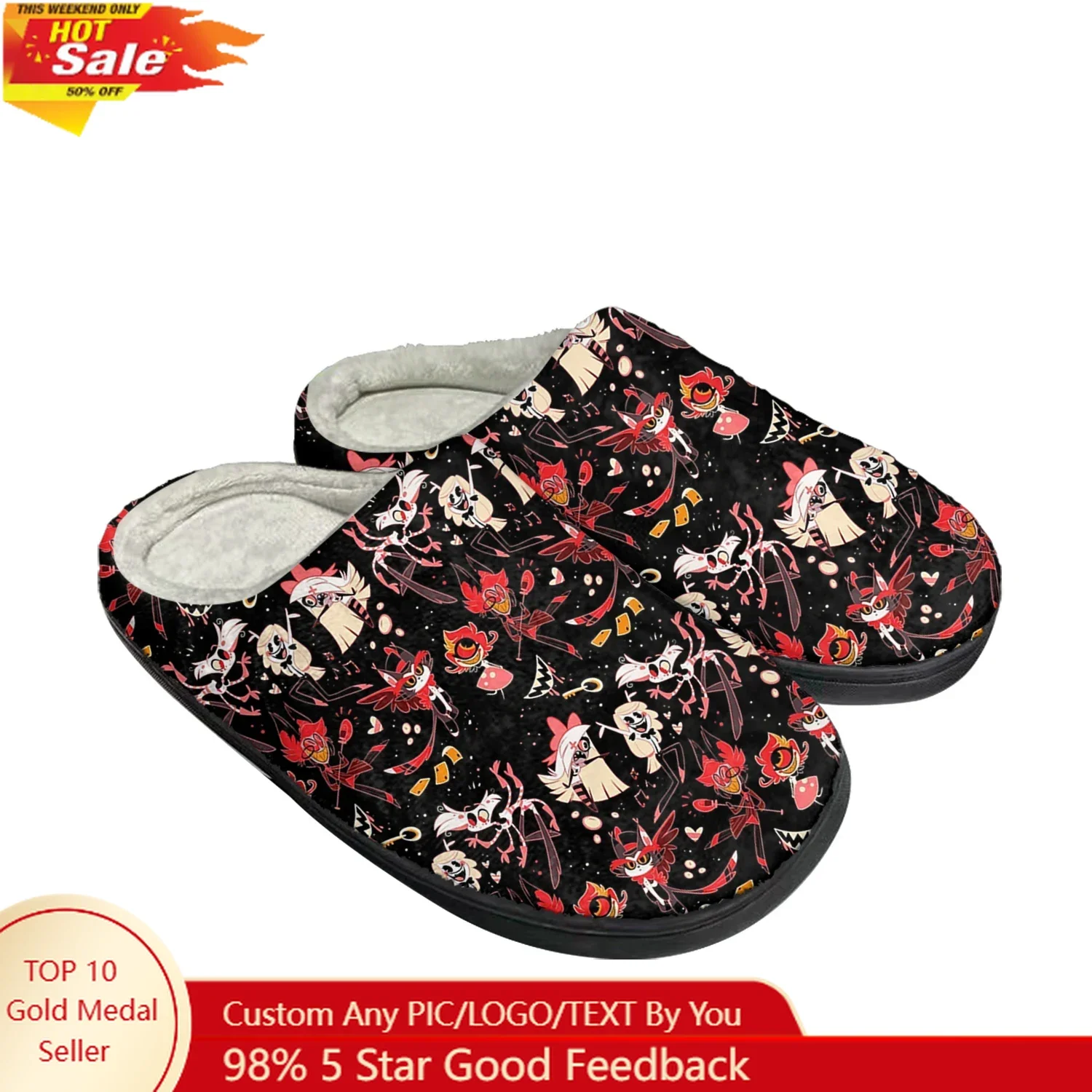 

Hot Cartoon H-Hazbin Hotel Home Cotton Slippers Mens Womens Teenager Fashion Plush Bedroom Keep Warm Shoes Tailor Made Slipper