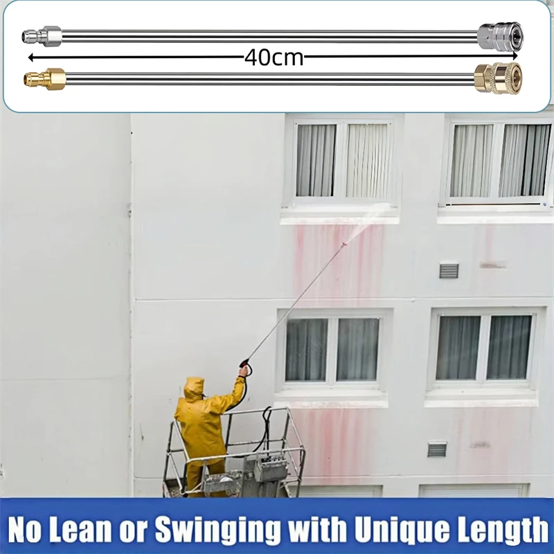 40 cm Quick Plug Verlängerung Stange Hochdruck Wasser Pistole Edelstahl Autos Zubehör Verlängerung Stange Tragbare Hochdruckreiniger – Detail 8
