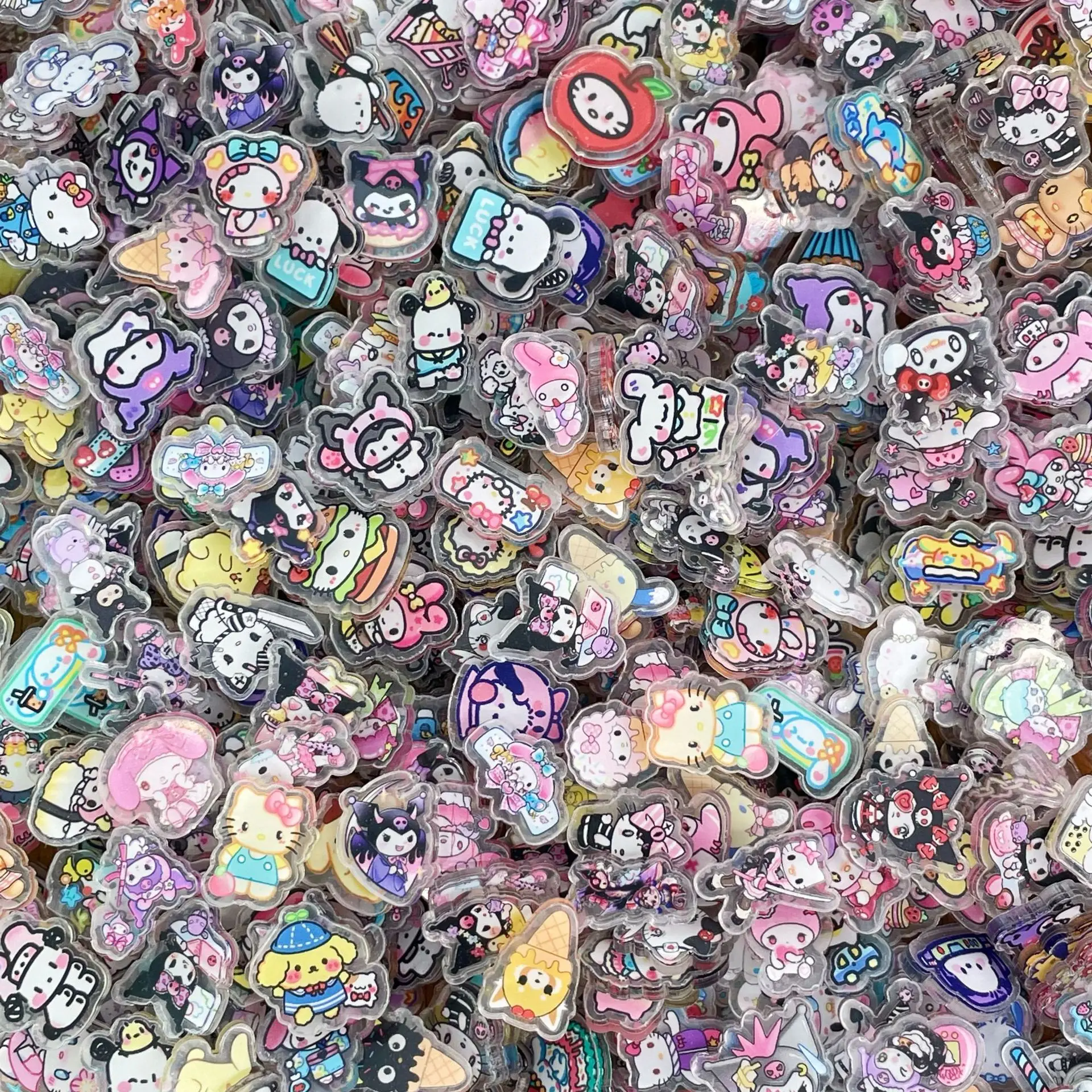 Collection of Popular Anime Acrylic Pieces Diy Double-sided Transparent Laminated Cute Cartoon Handmade Material Sanrio 2cm 4cm