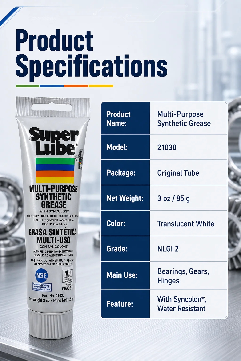 Super Lube 21030 Schmierfett 20g 50g 85g Synthetisches Schmiermittel Wasserdicht Hochtemperatur Getriebe- und Lageröl Glatt Langanhaltend – Detail 5