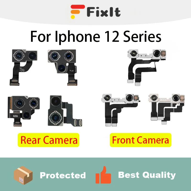 

For Iphone Camera 12 12Pro 12Pro Max 12Mini Rear Camera Front Facing Camera Replacement Lens Metal Case Flex Cable