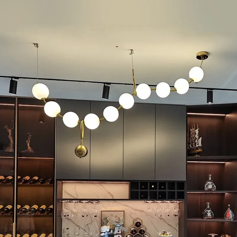 Postmodern Loft Glass Ball Pendant Lamp Creative Necklace Design Restaurant Hall Led Lights Decro Suspension Light Fixtures