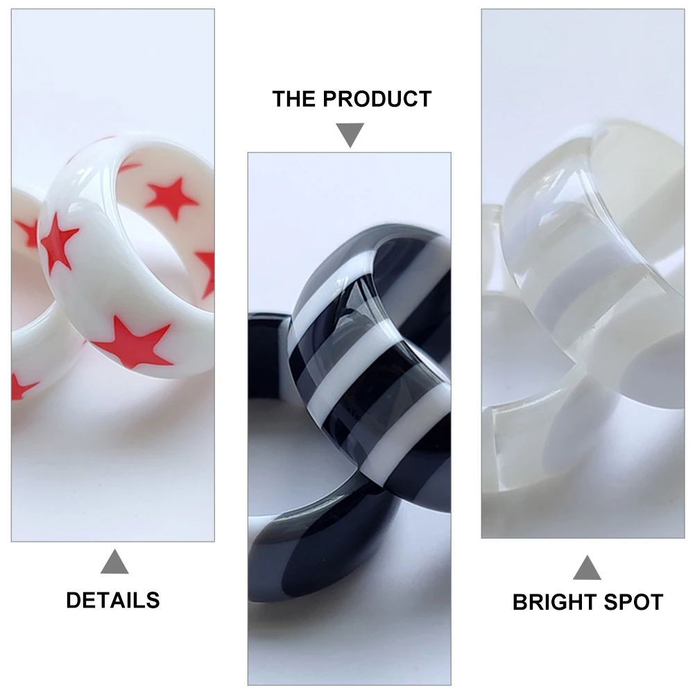 

4pcs Rings for Women Striped Multicolor Chunky Finger Decor Elegant Design Knuckle Ring Trendy Finger Decor Gifts