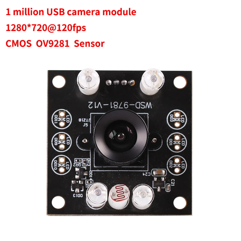 720P global shutter exposure usb industrial camera module 120 frames OV9281 black and white high-speed mobile capture linux