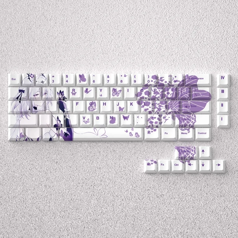 Butterfly Keycap Custom Anime Cherry Profile Five Sided Thermal Sublimation PBT Adapted To 60/65/68/75/87 Mechanical Keyboard