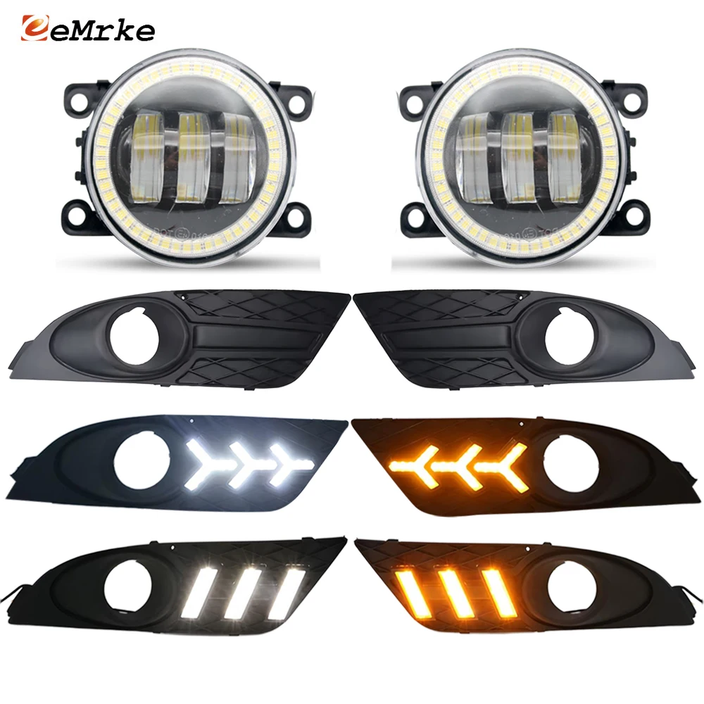 

OEM Style Led Fog Lights for Ford Focus 2 Facelift 2006 2007 2008 Angel Eye Daytime Running Lamp Front Bumper Grid DRL Pair