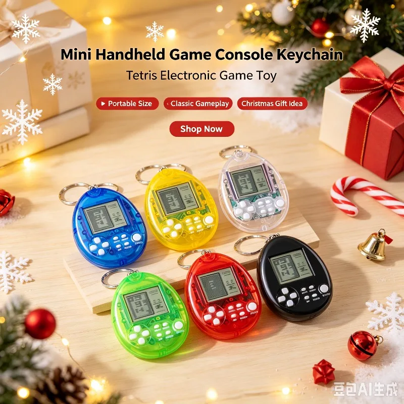 New Mini Handheld Game Console Keychain Tetris Electronic Game Console Handheld Creative Toy