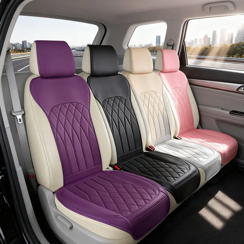 

2-Seats Pu Leather Car Seat Covers Universal Seat Cushion Four Seasons For Mitsubishi Eclipse Cross Lancer X L200 ASX Outlander