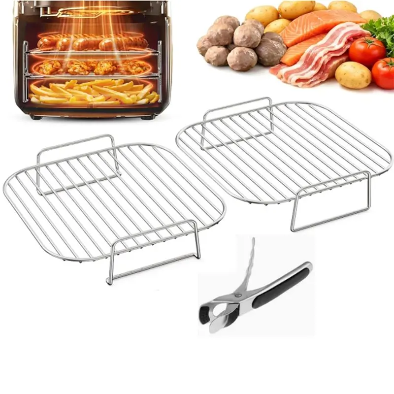 TFORU-2PCS Air Fryer Rack Square 8'' Accessories For 5-8Qt Ninja/Cosori