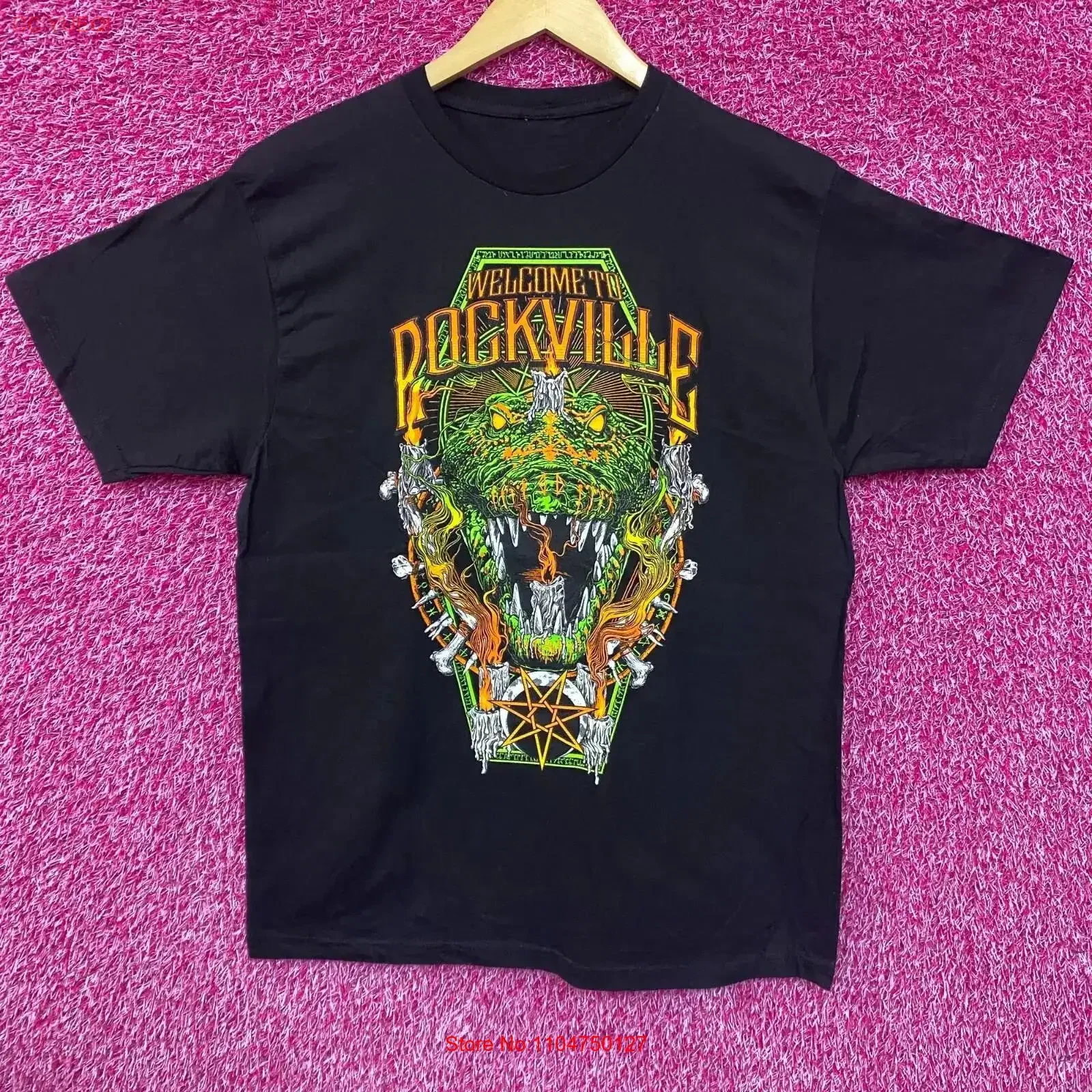 Camiseta del Festival de Música de Rockville, Talla Mediana, Estilo Vintage Lavado, para Uso Diario, Versátil, Ligeramente Elegante, Ropa Urbana