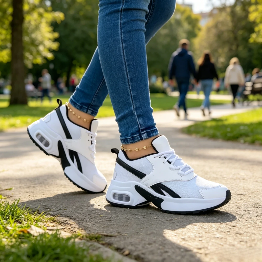 Modische Damen-Sportschuhe, Frühjahrskollektion, Lässige Damenschuhe mit Dicker Sohle, Rutschfeste Mesh-Schuhe, Weichsohlige Einfache Flache Schuhe – Detail 5