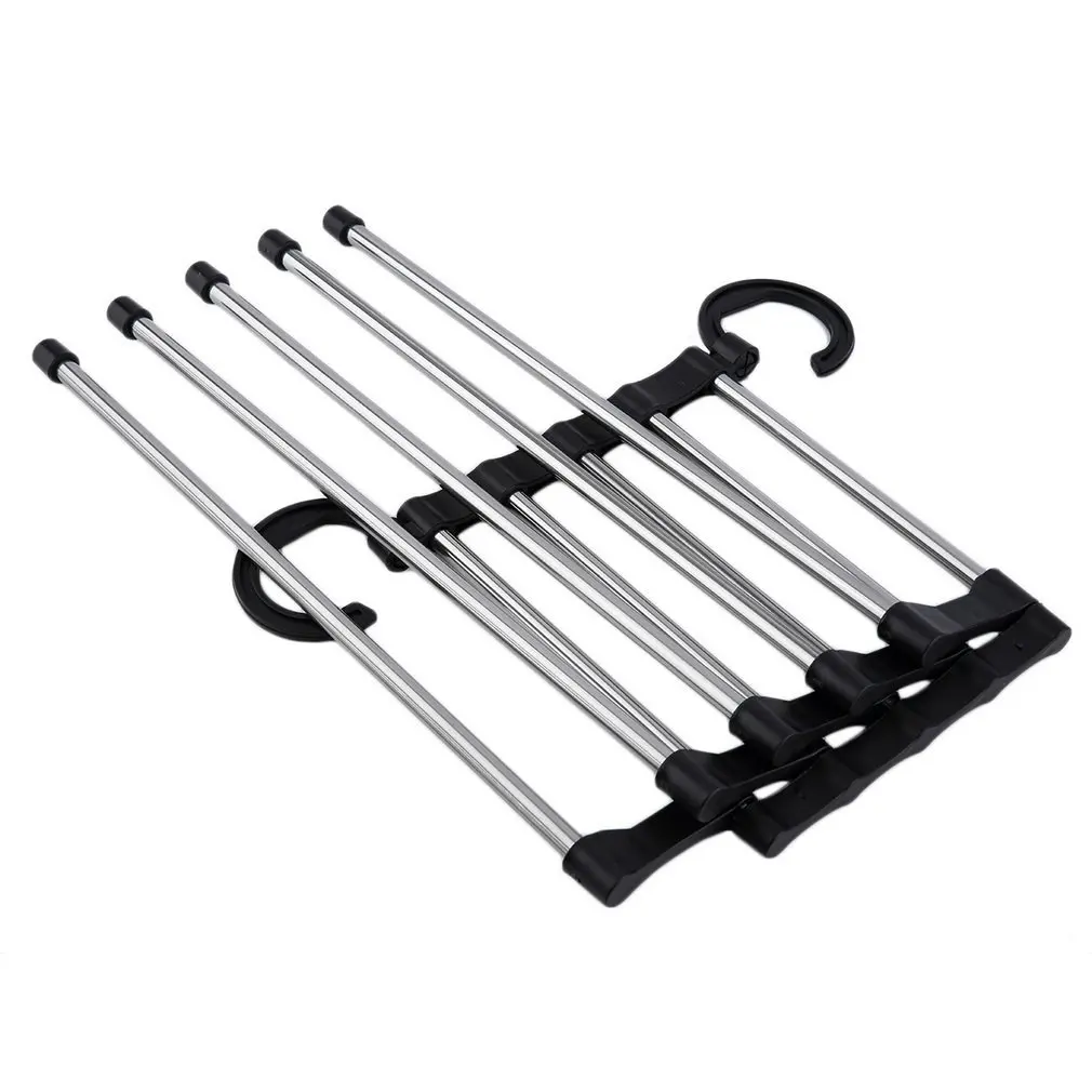 

5 in 1 Pant Hanger for Clothes Organizer Multifunction Shelves Closet Storage Organizer Metal Hanger Ties Scarf Shawl Rack