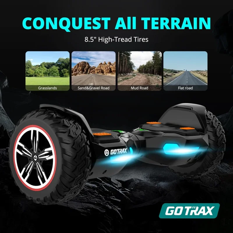 Gotrax 8.5 inci semua medan Hoverboard, ban Offroad, skuter keseimbangan Diri dengan Speaker musik, bersertifikat UL2272, baterai 144Wh Up