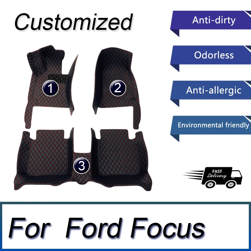 

Кожаные автомобильные коврики на заказ для Ford Focus MK4 2019 2020 2021, коврики, подкладки для ног, аксессуары