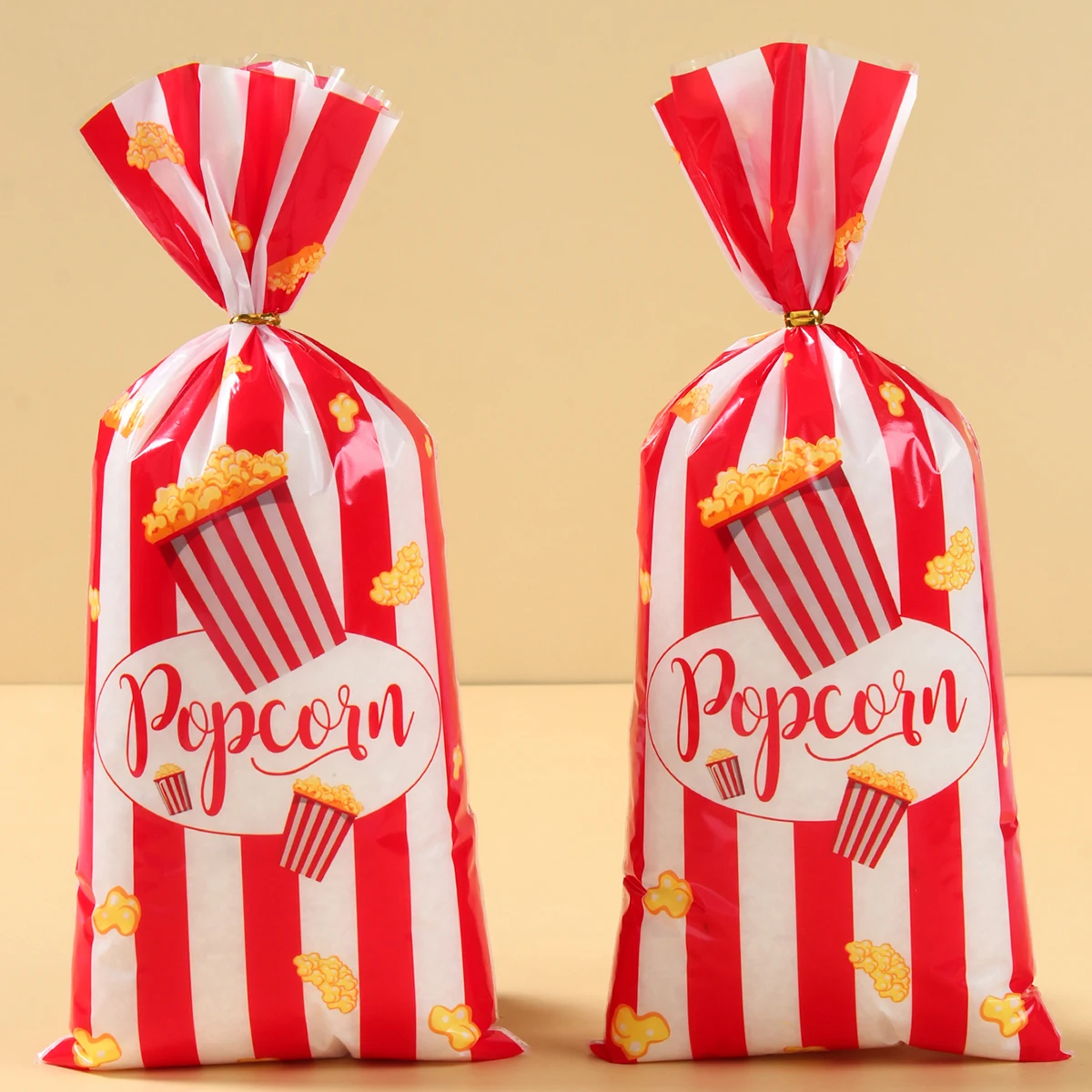 25/50/100pcs Striped Popcorn Paper Bags Buckets Red White Stripes Bags Snack Containers For Baby Shower Birthdays Party Supplies