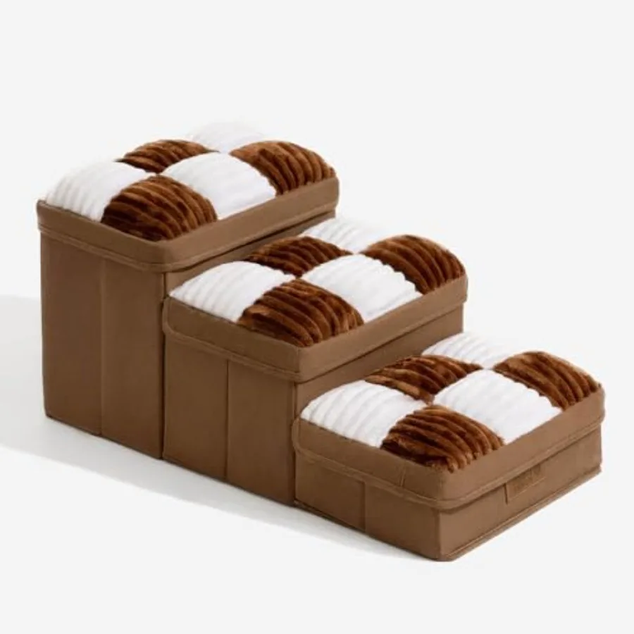 

FUNNYFUZZY Dog Stairs with Storage 13 H Foldable 3-Step Pet Steps for Small Medium Dogs with Sturdy Stylish Cover Dog Steps for