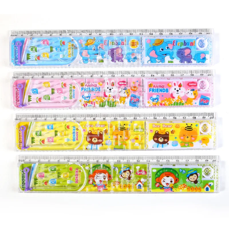 Casuale 4 pz Cartoon Righello di Plastica Alunni Interessante Labirinto + Puzzle Gioco Righello 20 cm Puzzle Righelli Kawaii Studenti Materiale Scolastico