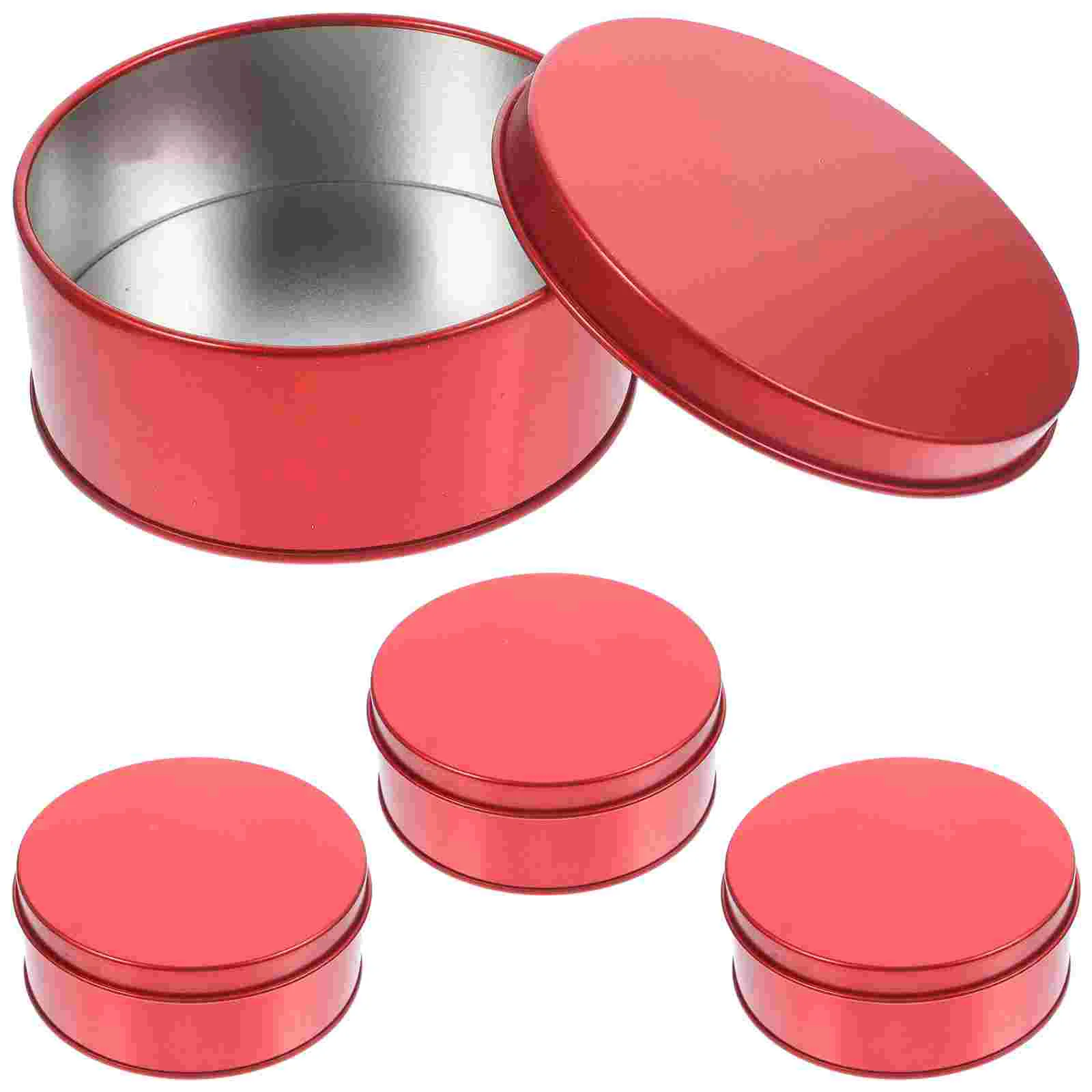 

4 Pcs Biscuit Box Candy Cookie Tin Boxes Small Tins with Lids Christmas Large Gift for Cookies