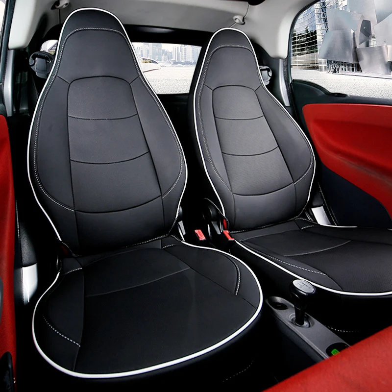 

Car Seat Covers Fit For Smart 451 Fortwo 07 -14 PU Leather Front Seat Full Set All-Season Protector Pad Interior Accessories
