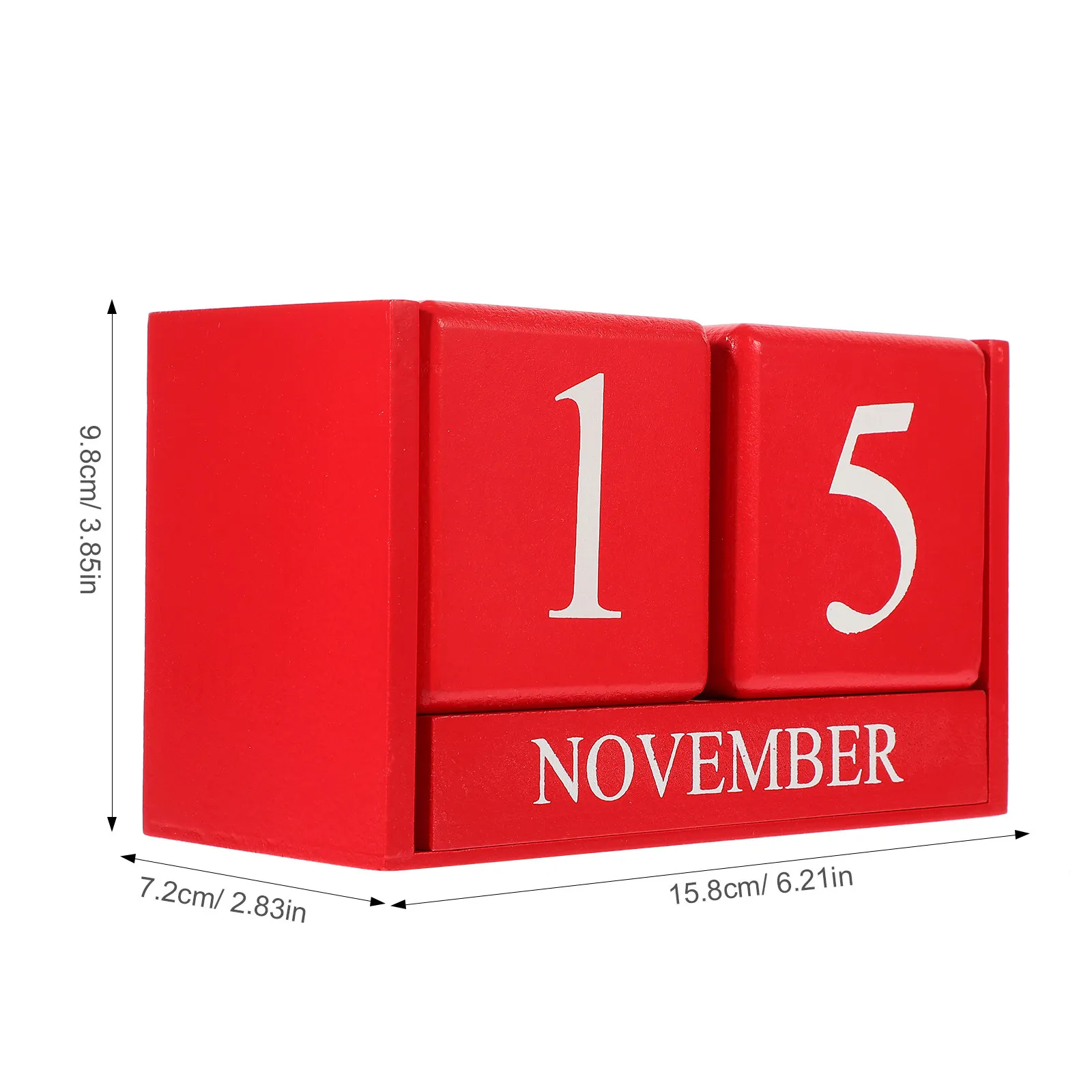 Reusable Wooden Table Calendar with Numbered and Monthly Blocks Standalone Desk Decor for Home Office Bookcase Elegant Perpetual
