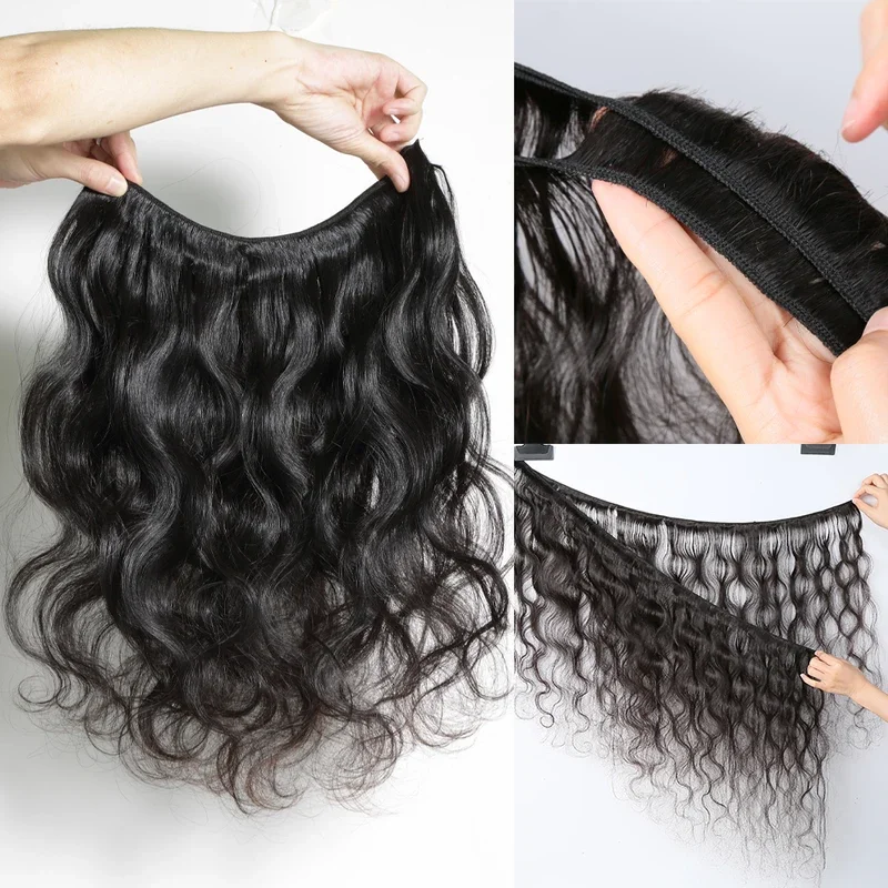 Paquetes de ondas corporales con cierre Cabello humano brasileño 3 paquetes con cierre Cabello humano virgen sin procesar