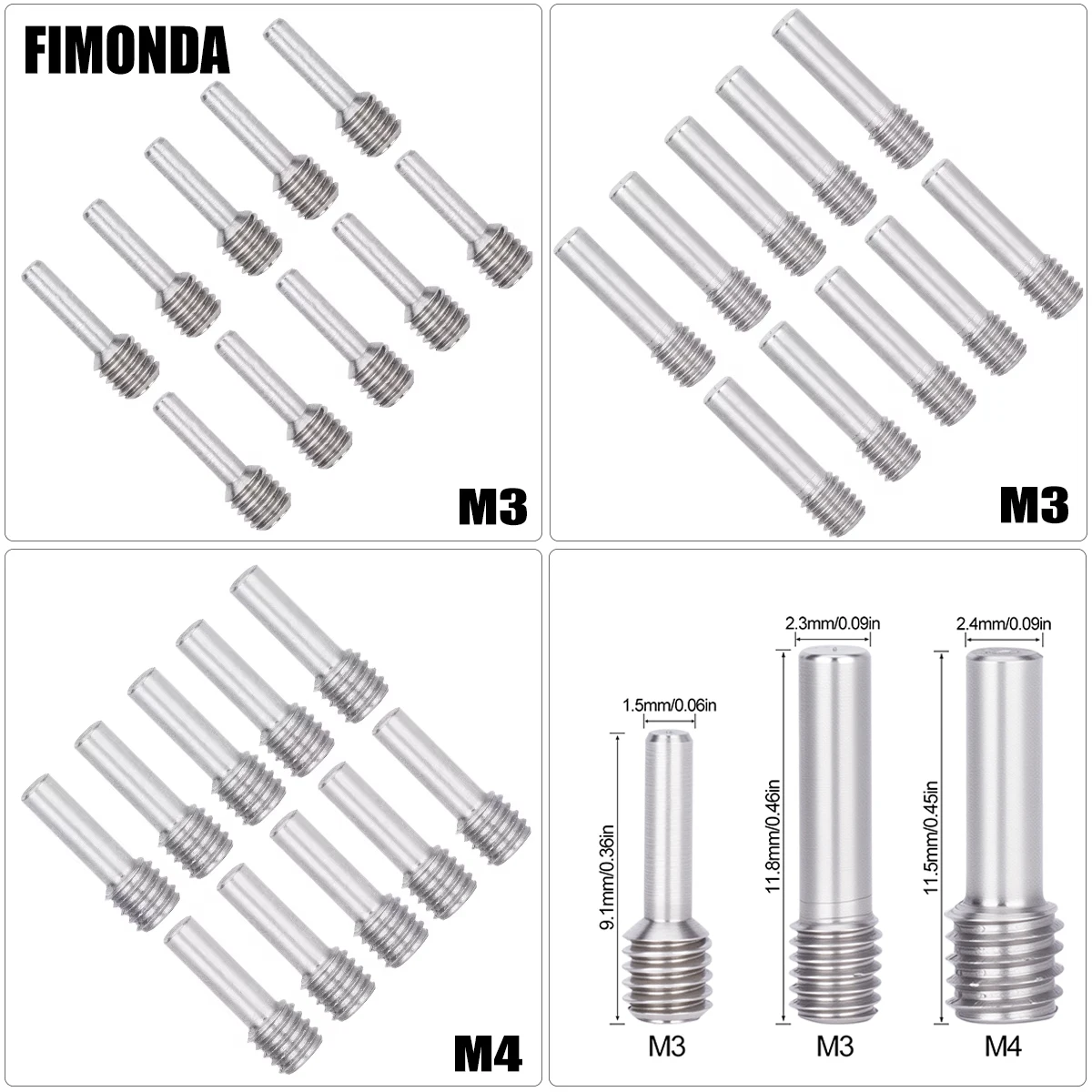 M3 M4 Screw Bolt Set, 10Pcs Front Rear Bumper Driveshaft Pin Axle Set Screws, for 1/10 RC Crawler Car Axial SCX10 Models