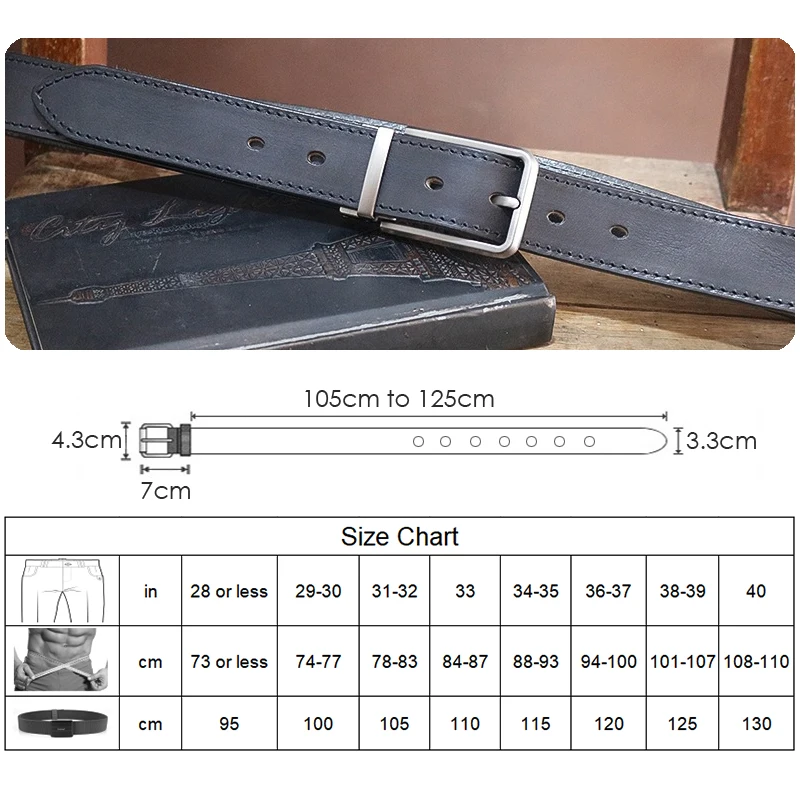 VATLTY 3.3cm Leather Belt for Men Original Cowhide Metal Buckle Casual Belt Genuine Leather Jeans Belt Waistband Male Girdle