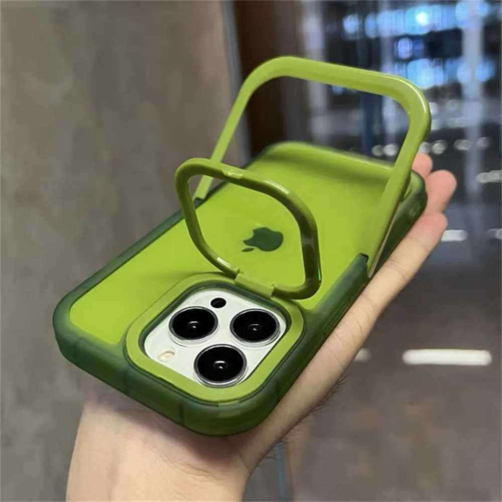 Phone Case with Transparent Lens Bracket, Anti-fall Protective Shell, Invisible Double-head Bracket For iPhone 16 15Pro Max 13