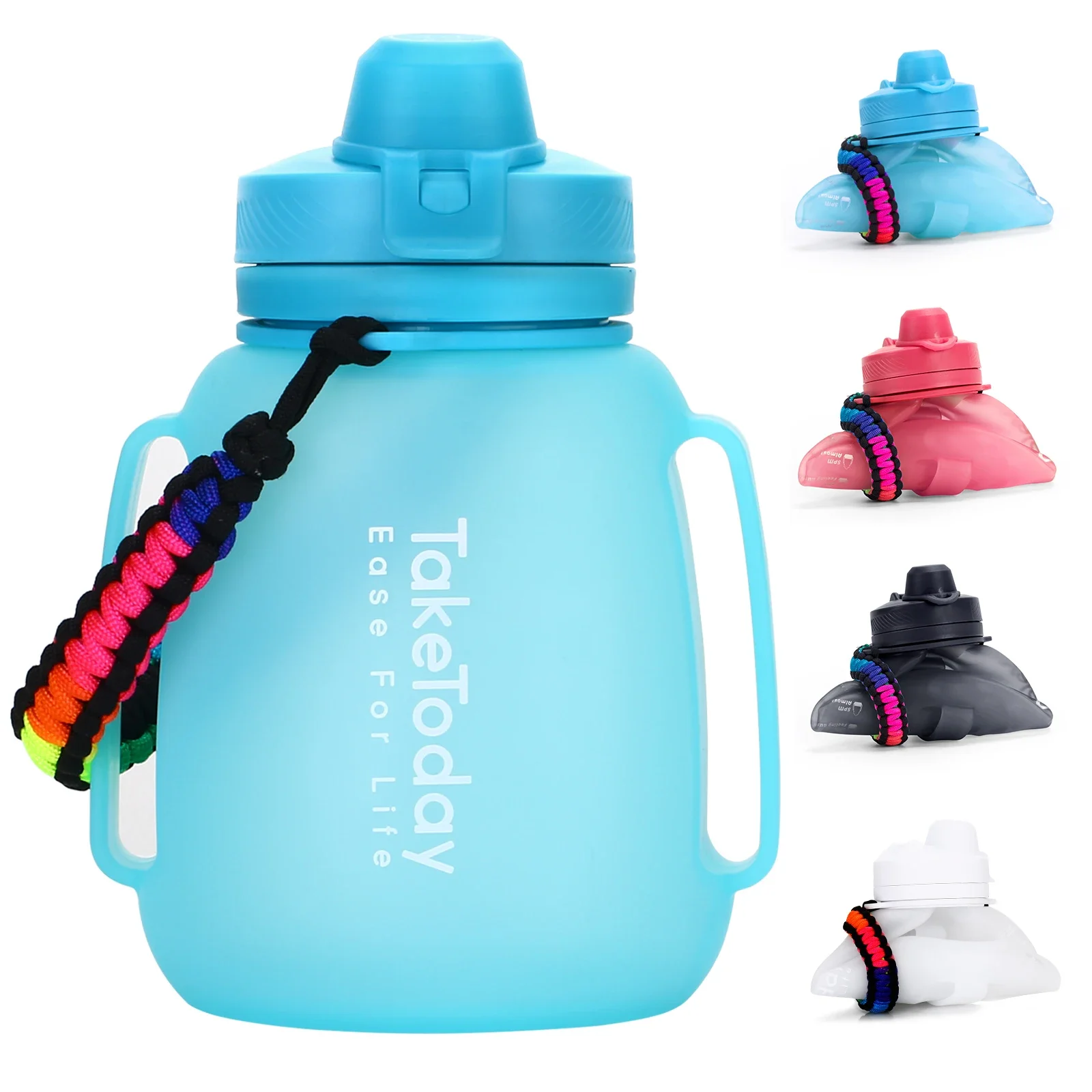 Custom Logo 40oz Bpa Free Reusable Sport Gym Collapsible Adult Kids Insulated Silicone Water Bottles With Time Marker