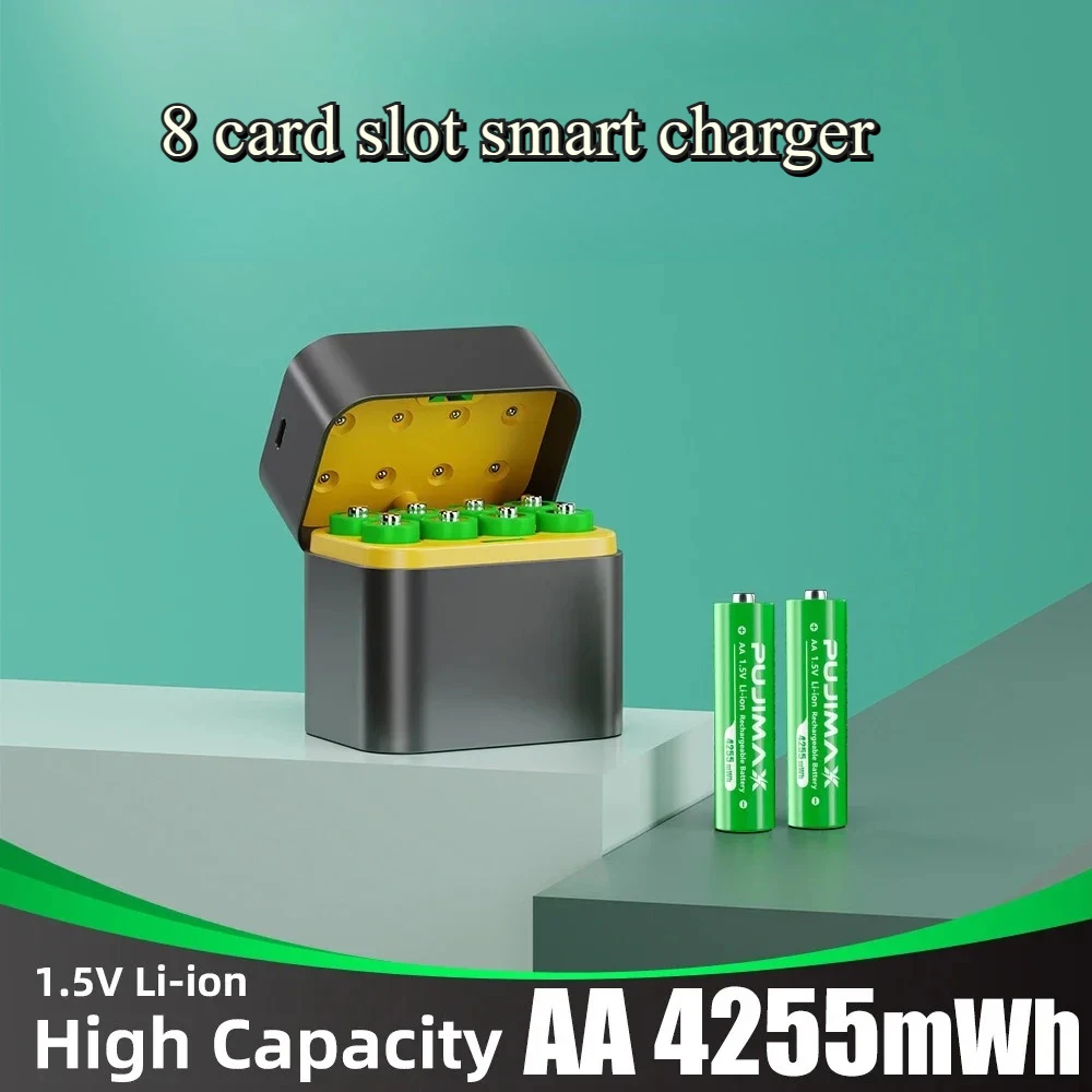 8-Slot 1.5V AA/AAA Lithium Battery LED Light Display Charger Lntelligent Storage Charging Integrated Lithium Battery Charger