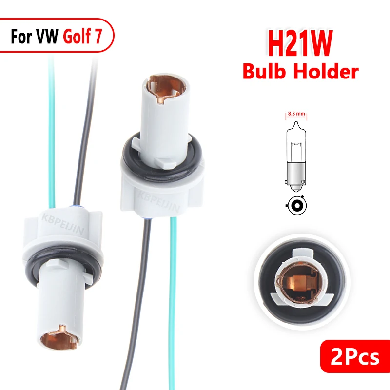 For Volkswagen Golf 7 Reversing Light H21W Bulb Holder Socket Connector Car Lamp Wiring Harness Accessories 2PC