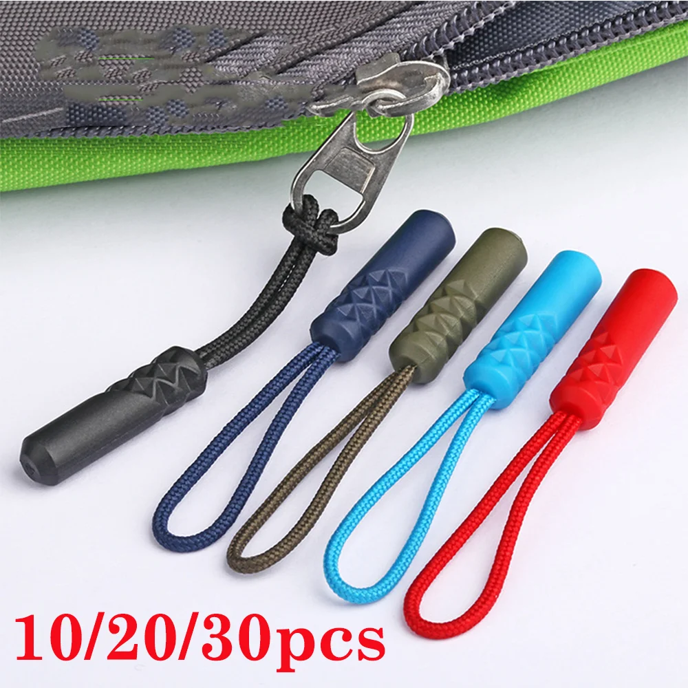 10 unids/set 10 cremalleras de colores tirador extremo ajuste cuerda etiqueta Clip de repuesto hebilla rota fijador maleta tienda mochila cordón de cremallera