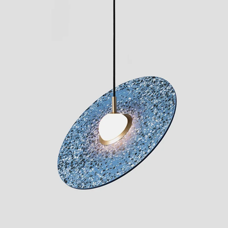 Nordic modern disc flying saucer creative terrazzo chandelier modeling living room dining room art decoration Chandelier