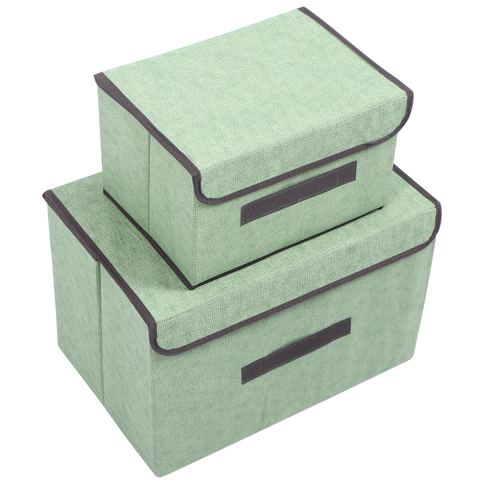 

1 Set of 2pcs Clothes Storage Box Linen Foldable Storage Bags Multifuction Clothing Organizer Storage Bags with a Lid (Green