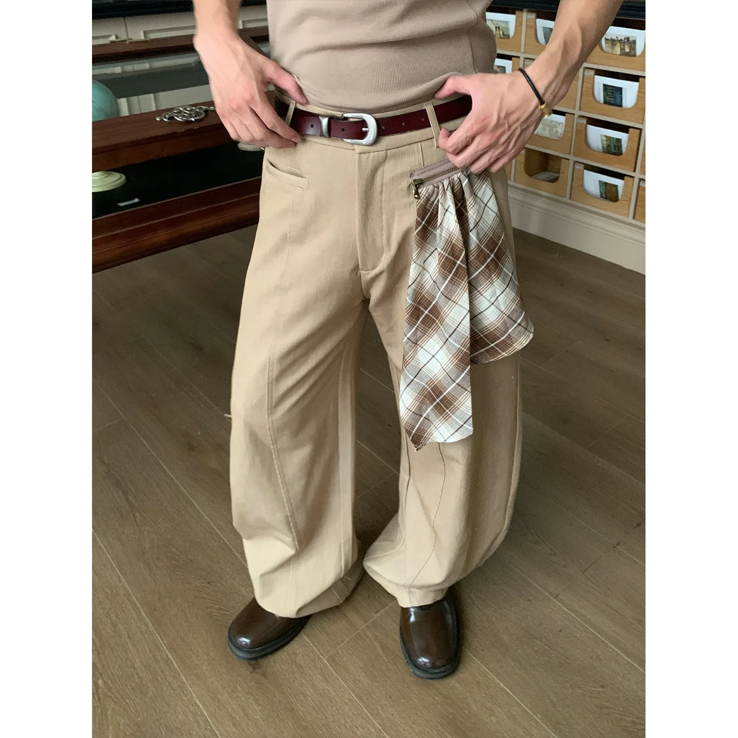 

Fall Winter plus Size Men's Casual Pants Anti-Wrinkle Drapey Wide Leg Loose Fit Comfortable Polyester Fiber Long Trousers