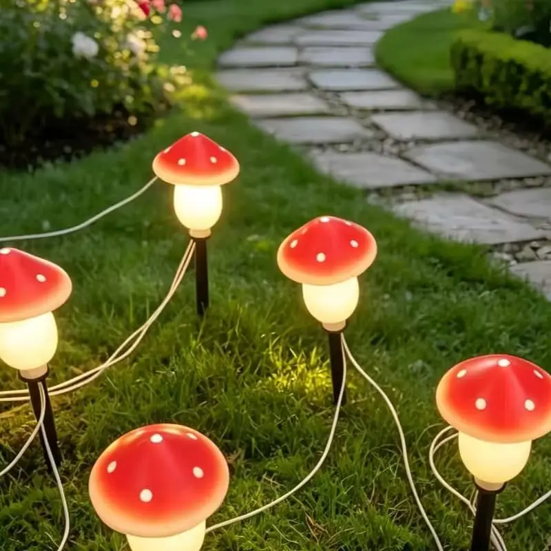 Solar Mushroom String Lights Waterproof Outdoor Stake Lights for Yard Lawn Patio Christmas Halloween Holiday Decor - view 5