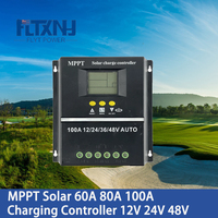 100A/80A/60A MPPT/PWM Solar Charge Controller 12V/24V/36V/48V Auto Controller Tools Solar PV Battery Charger with LCD & Dual USB