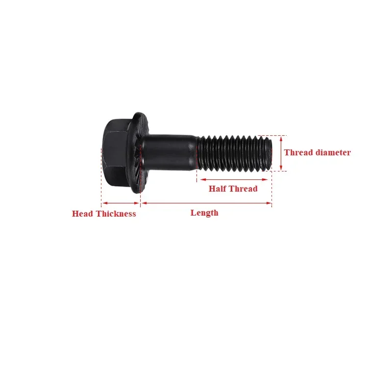 Viti con flangia a testa esagonale esterna in acciaio al carbonio di grado nero 10.9 Bullone con flangia esagonale M5 M6 M8 M10 M12 M14 M16