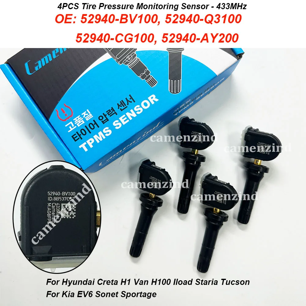 

Комплект из 4 датчиков давления в шинах 52940-BV100, 52940-Q3100, 52940-CG100, 52940-AY200 для Hyundai Creta, H1 Van, H100, Iload, Tucson