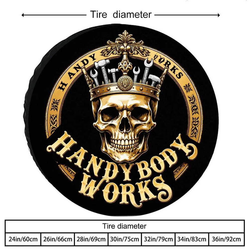Golden Skull Crown Tool Pattern Tire Cover Made Of Polyester Fiber, Decorative Spare Tire Cover Suitable For Rvs, Suvs, And Truc