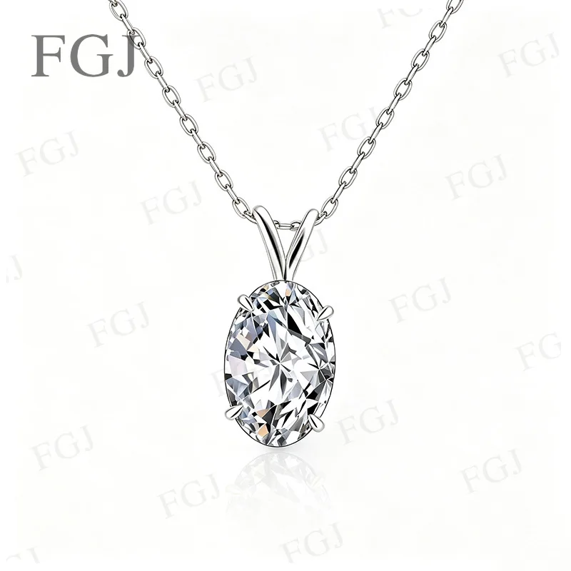 1CT 4,5CT Ovaler D VVS1 Moissanit-Anhänger Halskette 925 Sterling Silber 14K Vergoldet Hochwertige Feine Schmuckgeschenke für Frauen – Detail 7