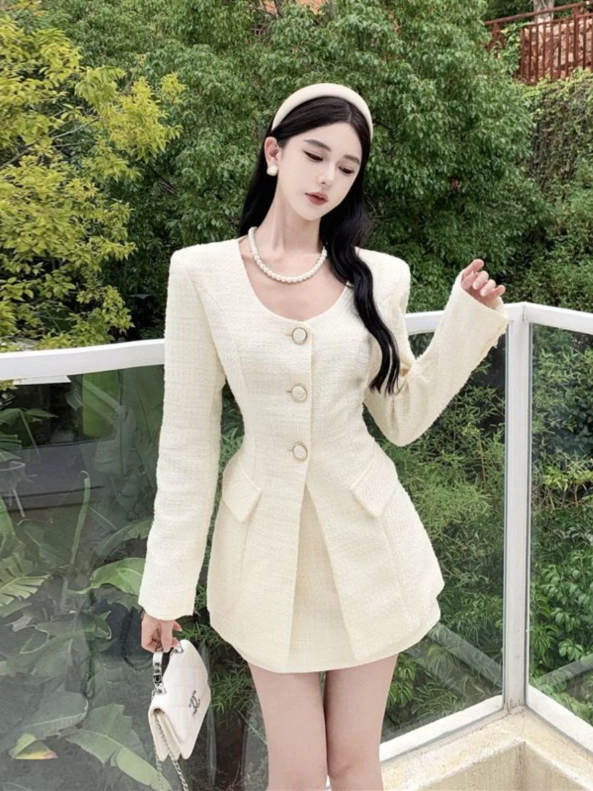 Elegant Long Sleeve Top And High Waist  Skirt Set Women's Fashion Spring Autumn Outfit High Quality Polyester Fabric