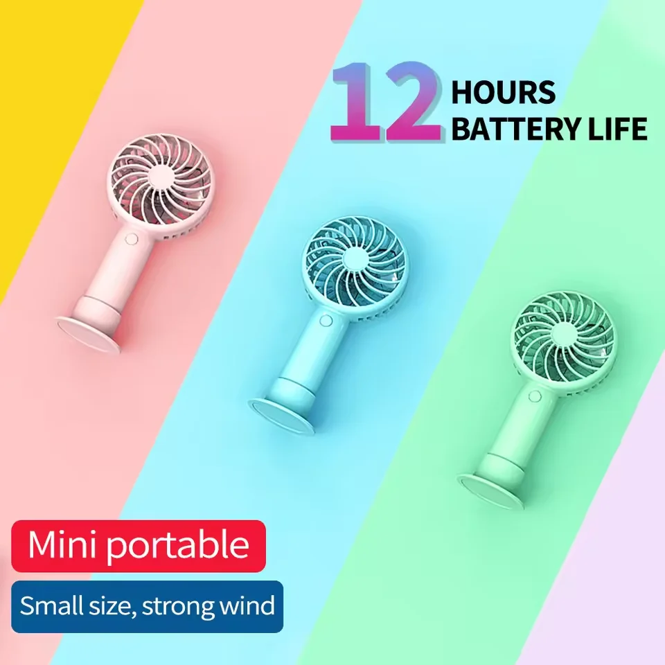 Mini ventiladores portátiles de 1200mAh, ventilador de mano silencioso recargable por USB, Enfriador de aire, ventiladores de mano para viajes al aire libre, ventilador de ventilación