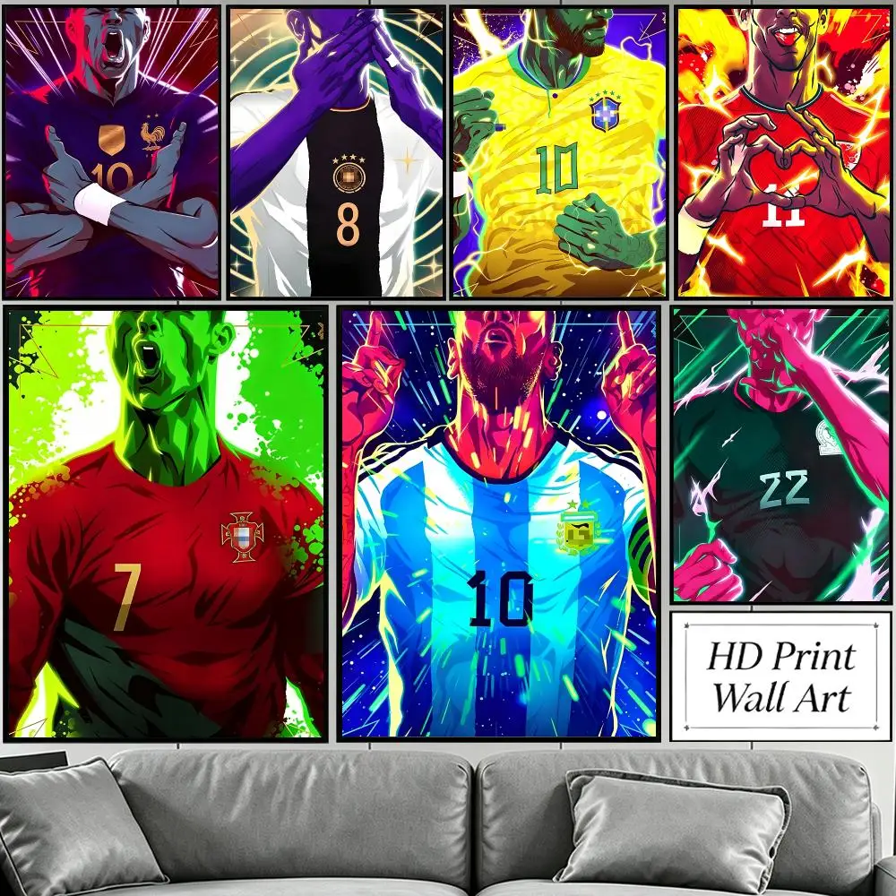 sports Football Player Graffiti Poster Poster Sophisticated Modern Aesthetic Wall Art For Living Room Bedroom Office Cafe Decor