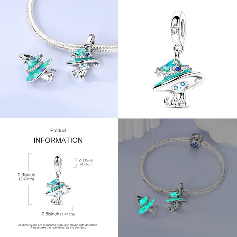 Original 925 Sterling Silver Luminous Firefly Light Bulb Magic Hat Cat Coffee Machine Charms Beads Fit DIY Bracelets Jewelry